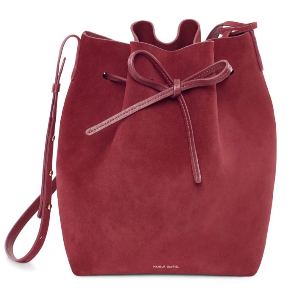Mansur Gavriel Suede Bucket Bag in Rococo
